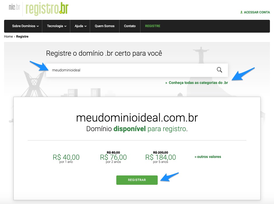 registrar um domínio no registro.br